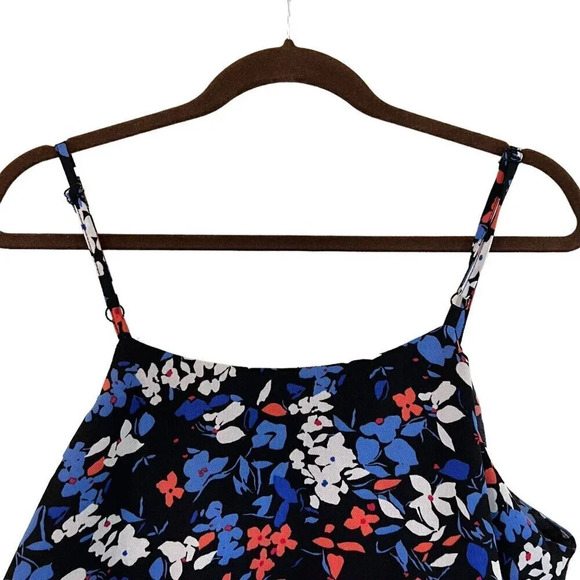 ELLE Floral Ruffled Dress XL Adjustable Spaghetti Straps Knee Length Flowy Thin - Picture 6 of 7